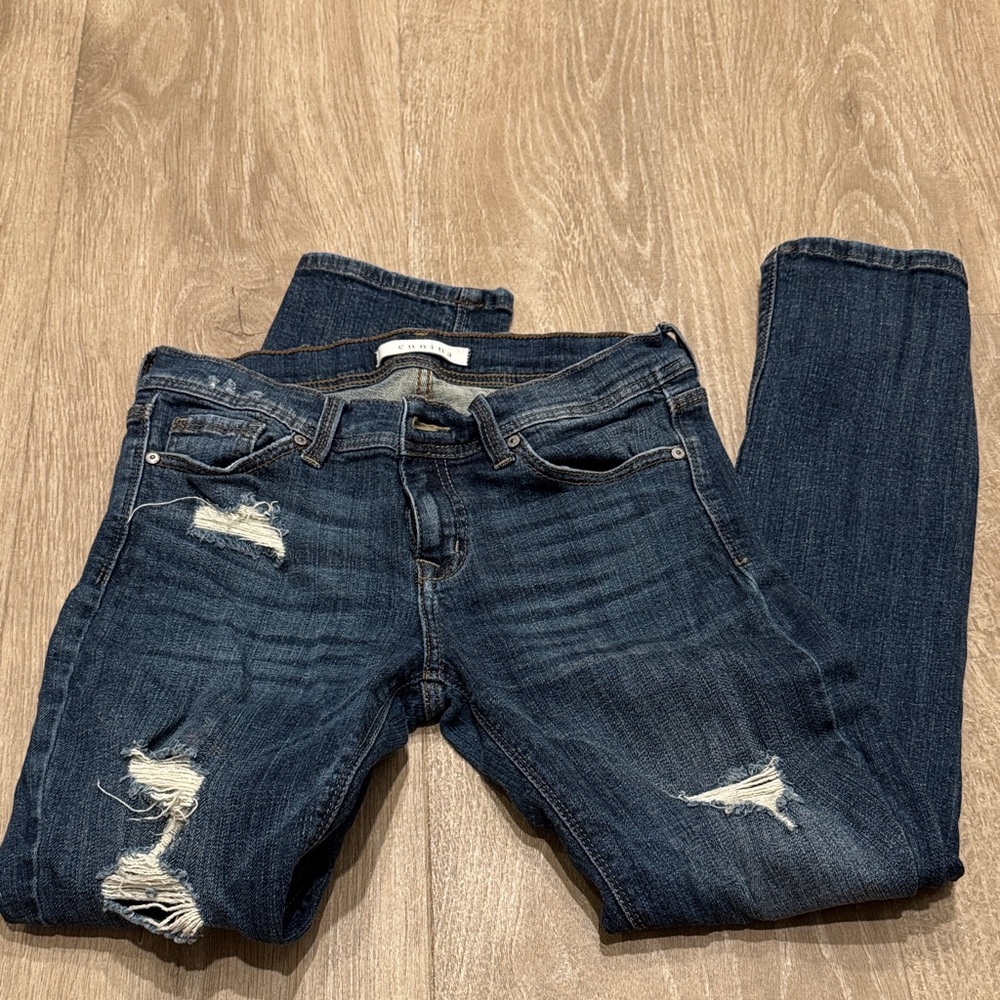 Eunina Dark Blue Distressed Skinny Jeans